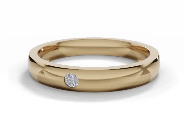 <strong>LUXURY</strong><br />3.0mm. Wide<br />Single Diamond Wedding Ring<br /> Round Diamond<br />100% Recycled, Hallmarked 18ct. Yellow Gold <strong>LUXURY</strong><br />3.0mm. Wide<br />Single Diamond Wedding Ring<br /> Round Diamond<br />100% Recycled, Hallmarked 18ct. Yellow Gold