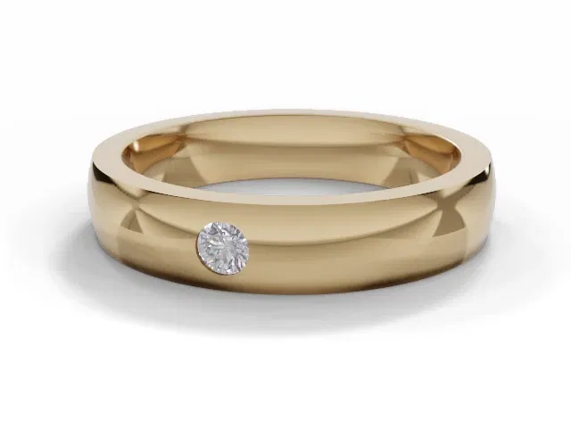 <strong>PREMIERE</strong><br />4.0mm. Wide<br />Single Diamond Wedding Ring<br /> Round Diamond<br />100% Recycled, Hallmarked 18ct. Yellow Gold <strong>PREMIERE</strong><br />4.0mm. Wide<br />Single Diamond Wedding Ring<br /> Round Diamond<br />100% Recycled, Hallmarked 18ct. Yellow Gold
