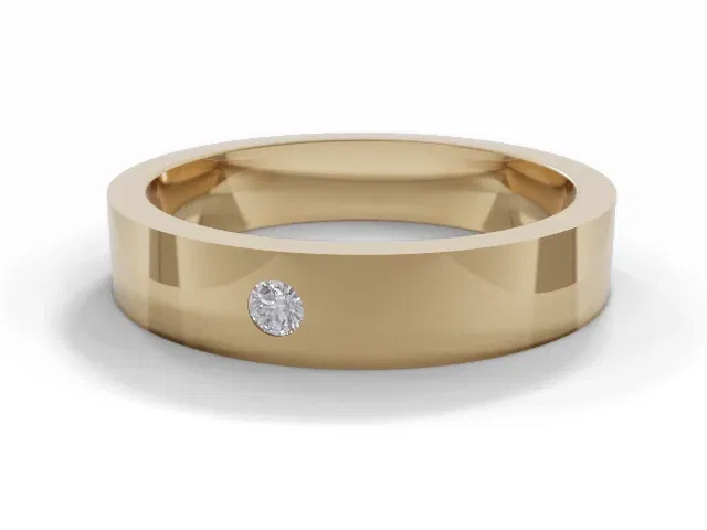 <strong>LUXURY</strong><br />4.0mm. Wide<br />Single Diamond Wedding Ring<br /> Round Diamond<br />100% Recycled, Hallmarked 18ct. Yellow Gold <strong>LUXURY</strong><br />4.0mm. Wide<br />Single Diamond Wedding Ring<br /> Round Diamond<br />100% Recycled, Hallmarked 18ct. Yellow Gold