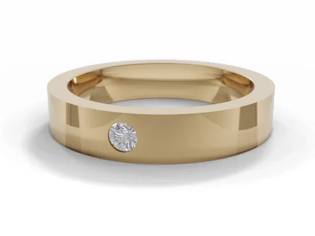 <strong>PREMIERE</strong><br />4.0mm. Wide<br />Single Diamond Wedding Ring<br /> Round Diamond<br />100% Recycled, Hallmarked 18ct. Yellow Gold <strong>PREMIERE</strong><br />4.0mm. Wide<br />Single Diamond Wedding Ring<br /> Round Diamond<br />100% Recycled, Hallmarked 18ct. Yellow Gold