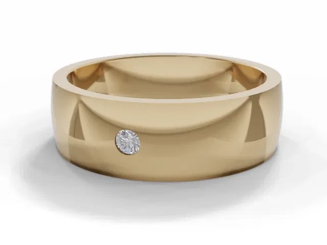 <strong>LUXURY</strong><br />6.0mm. Wide<br />Single Diamond Wedding Ring<br /> Round Diamond<br />100% Recycled, Hallmarked 18ct. Yellow Gold <strong>LUXURY</strong><br />6.0mm. Wide<br />Single Diamond Wedding Ring<br /> Round Diamond<br />100% Recycled, Hallmarked 18ct. Yellow Gold