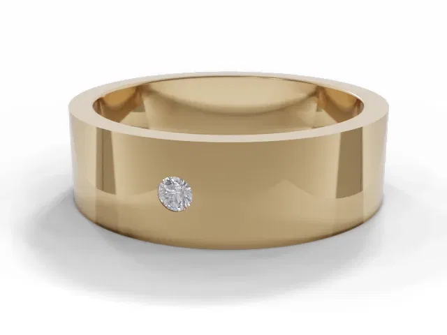 <strong>LUXURY</strong><br />6.0mm. Wide<br />Single Diamond Wedding Ring<br /> Round Diamond<br />100% Recycled, Hallmarked 18ct. Yellow Gold <strong>LUXURY</strong><br />6.0mm. Wide<br />Single Diamond Wedding Ring<br /> Round Diamond<br />100% Recycled, Hallmarked 18ct. Yellow Gold