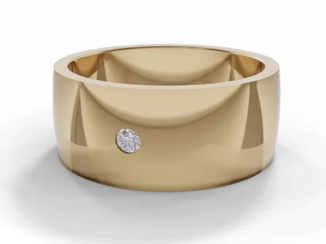<strong>LUXURY</strong><br />8.0mm. Wide<br />Single Diamond Wedding Ring<br /> Round Diamond<br />100% Recycled, Hallmarked 18ct. Yellow Gold <strong>LUXURY</strong><br />8.0mm. Wide<br />Single Diamond Wedding Ring<br /> Round Diamond<br />100% Recycled, Hallmarked 18ct. Yellow Gold