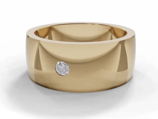 <strong>PREMIERE</strong><br />8.0mm. Wide<br />Single Diamond Wedding Ring<br /> Round Diamond<br />100% Recycled, Hallmarked 18ct. Yellow Gold <strong>PREMIERE</strong><br />8.0mm. Wide<br />Single Diamond Wedding Ring<br /> Round Diamond<br />100% Recycled, Hallmarked 18ct. Yellow Gold