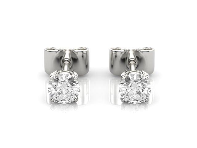 0.40cts. 4-Claw Earrings Certified  Round Brilliant-Cut Diamonds 100% Recycled, Hallmarked Platinum