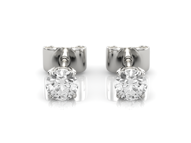 0.50cts. 4-Claw Earrings Certified  Round Brilliant-Cut Diamonds 100% Recycled, Hallmarked Platinum