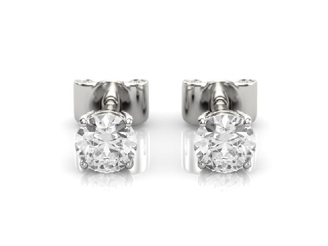 0.66cts. 4-Claw Earrings Certified  Round Brilliant-Cut Diamonds 100% Recycled, Hallmarked Platinum