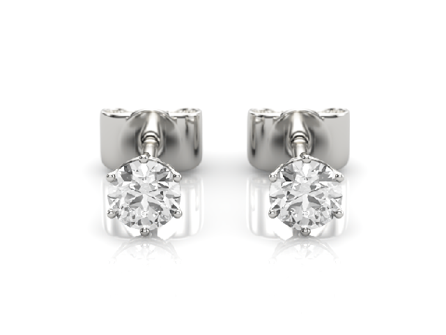 0.40cts. 6-Claw Earrings Certified  Round Brilliant-Cut Diamonds 100% Recycled, Hallmarked Platinum