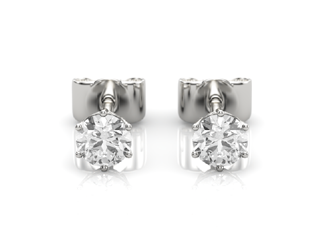 0.50cts. 6-Claw Earrings Certified  Round Brilliant-Cut Diamonds 100% Recycled, Hallmarked Platinum