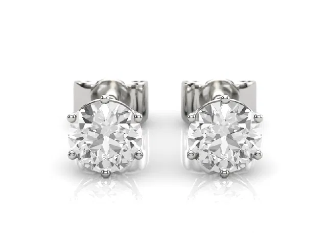 6-Claw Earrings<br />Certified Round Brilliant-Cut Diamonds<br />100% Recycled, Hallmarked Platinum TEST 6-Claw Earrings<br />Certified Round Brilliant-Cut Diamonds<br />100% Recycled, Hallmarked Platinum TEST