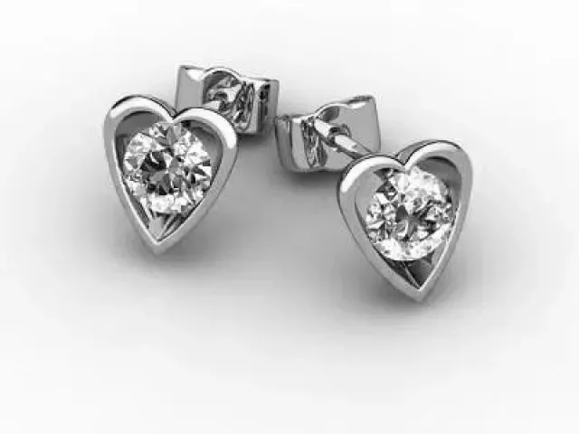 Bezel Set Earrings Certified  Heart-Shape Diamonds 100% Recycled, Hallmarked 18ct. White Gold