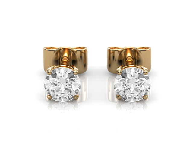 0.66cts. 4-Claw Earrings Certified  Cushion-Cut Diamonds 100% Recycled, Hallmarked 18ct. Yellow Gold