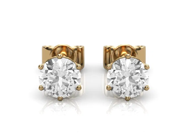 6-Claw Earrings<br />Certified Round Brilliant-Cut Diamonds<br />100% Recycled, Hallmarked 18ct. Yellow Gold 6-Claw Earrings<br />Certified Round Brilliant-Cut Diamonds<br />100% Recycled, Hallmarked 18ct. Yellow Gold