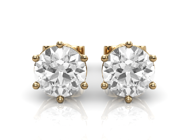 2.00cts. 6-Claw Earrings Certified  Round Brilliant-Cut Diamonds 100% Recycled, Hallmarked 18ct. White Gold