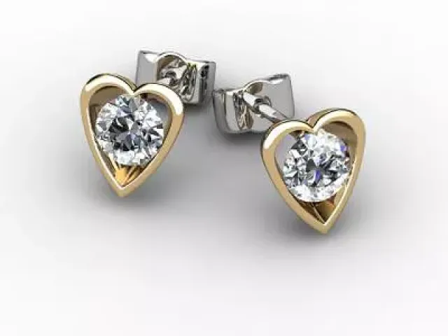 Bezel Set Earrings Certified  Heart-Shape Diamonds 100% Recycled, Hallmarked 18ct. Yellow Gold