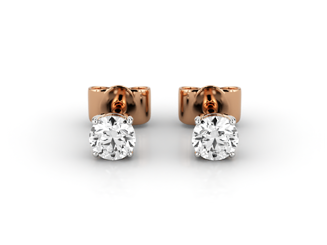 0.40cts. 4-Claw Earrings Round Brilliant-Cut Diamonds 100% Recycled, Hallmarked 18ct. Rose and White Gold