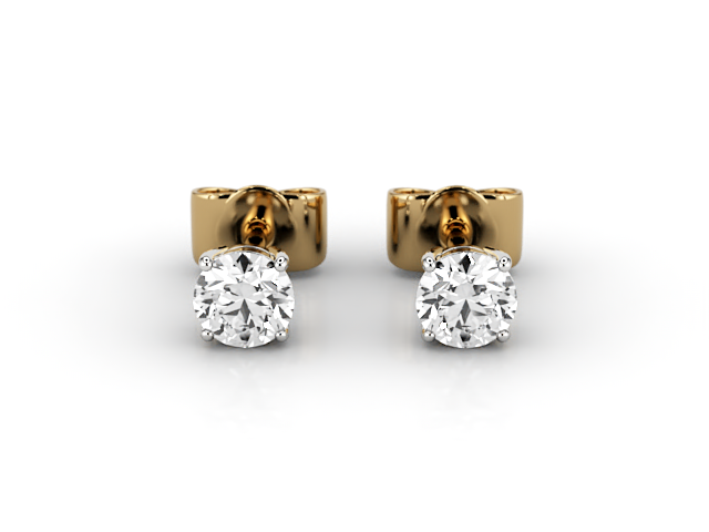 0.40cts. 4-Claw Earrings Certified  Round Brilliant-Cut Diamonds 100% Recycled, Hallmarked 18ct. Yellow and White Gold