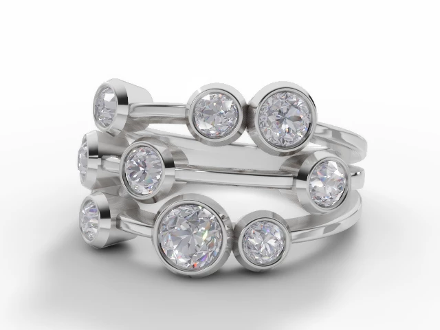 Diamond Bubble Ring Round Brilliant-Cut Diamonds 100% Recycled, Hallmarked Platinum