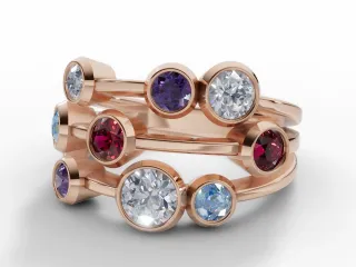 Coloured Stone Bubble Ring Round Brilliant-Cut Diamonds 100% Recycled, Hallmarked 18ct. Rose Gold