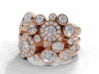 Diamond Bubble Ring Round Brilliant-Cut Diamonds 100% Recycled, Hallmarked 18ct. Rose Gold