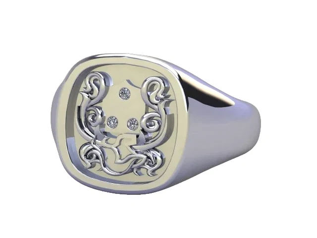 Signet Men's Ring<br /> <br />100% Recycled, Hallmarked 18ct. White Gold Signet Men's Ring<br /> <br />100% Recycled, Hallmarked 18ct. White Gold