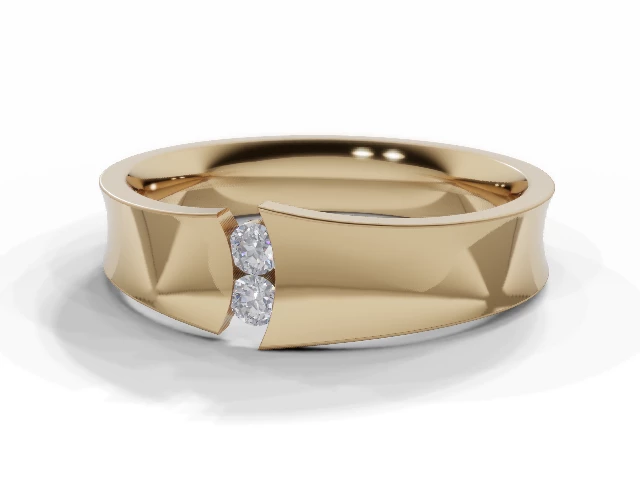 Statement Men's Ring   Round Brilliant-Cut Diamonds 100% Recycled, Hallmarked 18ct. Yellow Gold