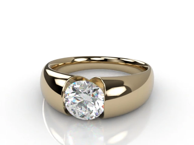 Single Diamond Men's Ring   Round Brilliant-Cut Diamond 100% Recycled, Hallmarked 18ct. Yellow Gold