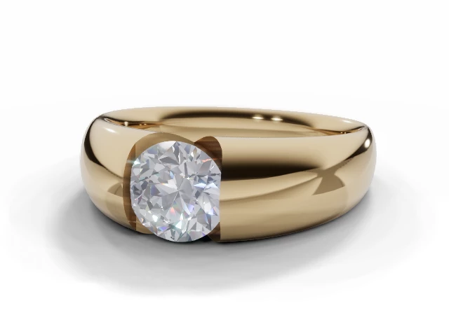 Single Diamond Men's Ring   Round Brilliant-Cut Diamond 100% Recycled, Hallmarked 18ct. Yellow Gold