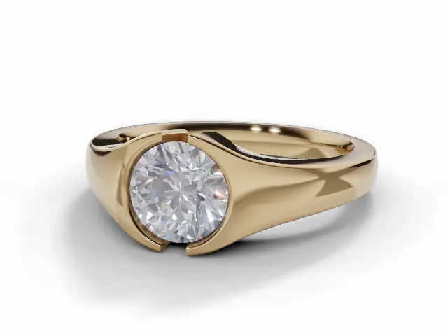 Bezel-Set Men's Ring Round Brilliant-Cut Diamond 100% Recycled, Hallmarked 18ct. Yellow Gold