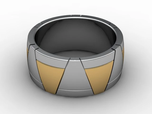 Designer Men's Ring   100% Recycled, Hallmarked 18ct. Yellow and White Gold