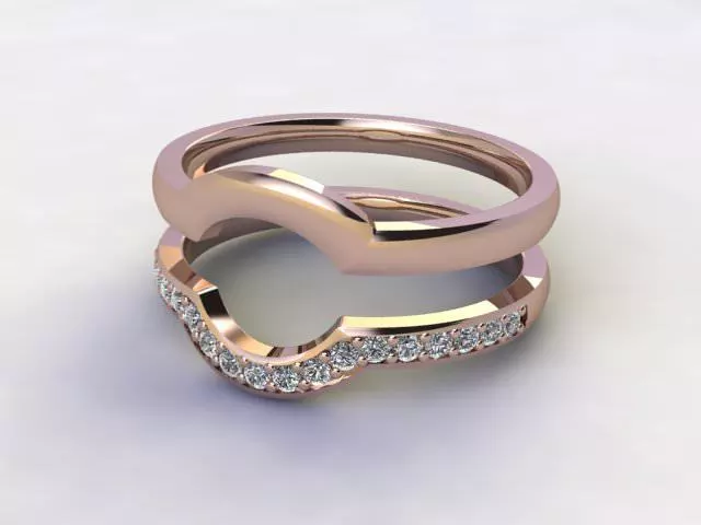 Diamond Jacket Wedding Ring Diamond-Set Bands 100% Recycled, Hallmarked 18ct. Rose Gold