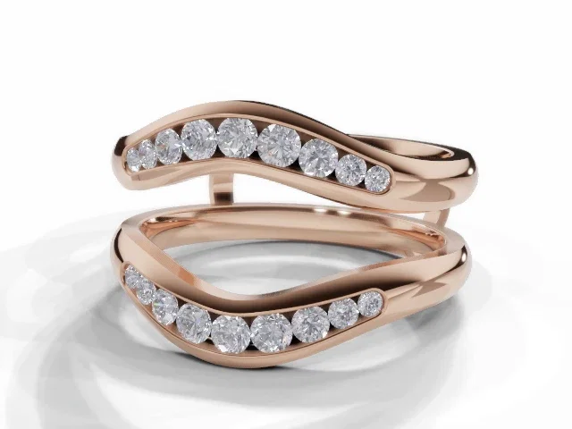 Diamond Jacket Wedding Ring<br />Diamond-Set Bands<br/>100% Recycled, Hallmarked 18ct. Rose Gold Diamond Jacket Wedding Ring<br />Diamond-Set Bands<br/>100% Recycled, Hallmarked 18ct. Rose Gold