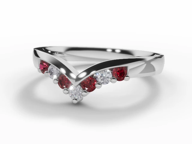 3.0mm. Wide Wishbone Ruby and Diamond Eternity Ring 100% Recycled, Hallmarked Platinum