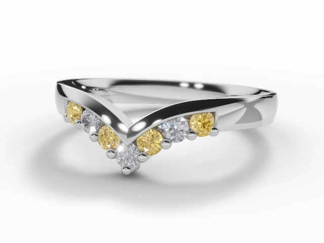 3.0mm. Wide Wishbone Yellow Sapphire and Diamond Eternity Ring 100% Recycled, Hallmarked Platinum