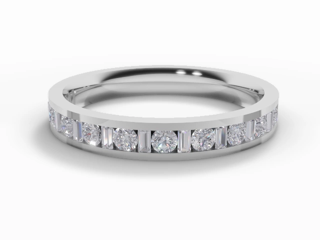 3.0mm. Wide Semi-Set All Diamond Eternity Ring 100% Recycled, Hallmarked 18ct. White Gold