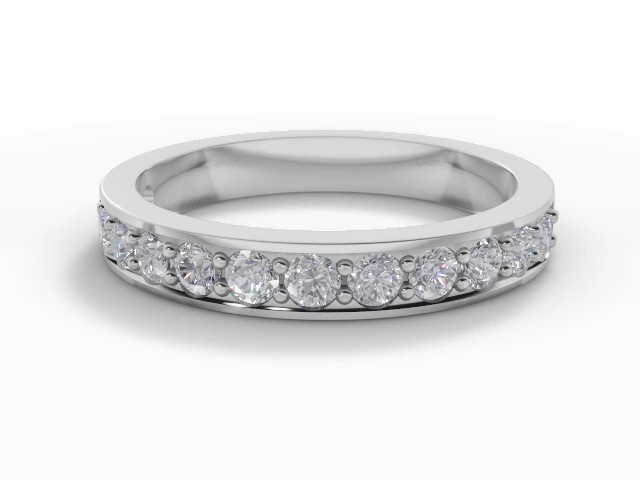 3.1mm. Wide Semi-Set All Diamond Eternity Ring 100% Recycled, Hallmarked 18ct. White Gold