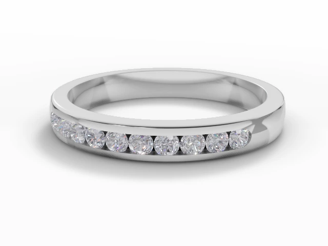 3.0mm. Wide Semi-Set All Diamond Eternity Ring 100% Recycled, Hallmarked 18ct. White Gold