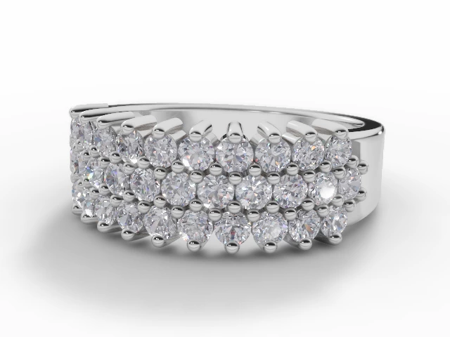 Statement Wedding Ring Round Brilliant-Cut Diamonds 100% Recycled, Hallmarked 18ct. White Gold