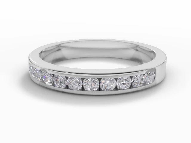 3.0mm. Wide Semi-Set All Diamond Eternity Ring 100% Recycled, Hallmarked 18ct. White Gold