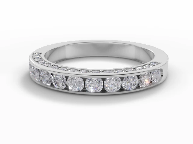 3.0mm. Wide Semi-Set All Diamond Eternity Ring 100% Recycled, Hallmarked 18ct. White Gold