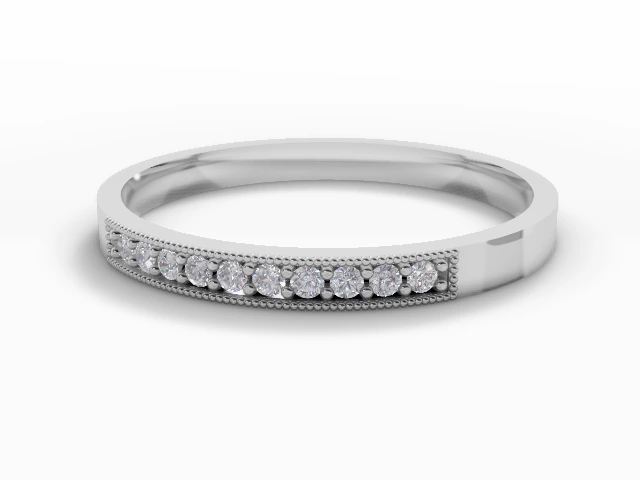 2.0mm. Wide Semi-Set All Diamond Eternity Ring 100% Recycled, Hallmarked 18ct. White Gold