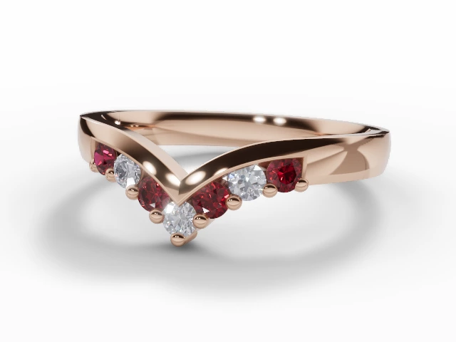 3.0mm. Wide Wishbone Ruby and Diamond Eternity Ring 100% Recycled, Hallmarked 18ct. Rose Gold