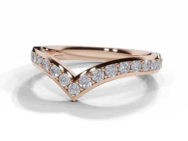 2.5mm. Wide Wishbone<br />All Diamond Wedding Ring<br />100% Recycled, Hallmarked 18ct. Rose Gold 2.5mm. Wide Wishbone<br />All Diamond Wedding Ring<br />100% Recycled, Hallmarked 18ct. Rose Gold