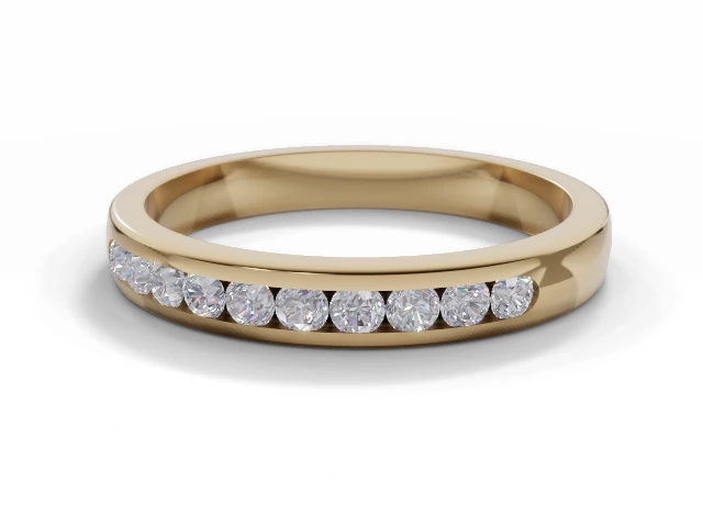 3.0mm. Wide Semi-Set All Diamond Eternity Ring 100% Recycled, Hallmarked 18ct. Yellow Gold