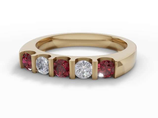 3.0mm. Wide Coloured Stone Ruby and Diamond Eternity Ring 100% Recycled, Hallmarked 18ct. Yellow Gold