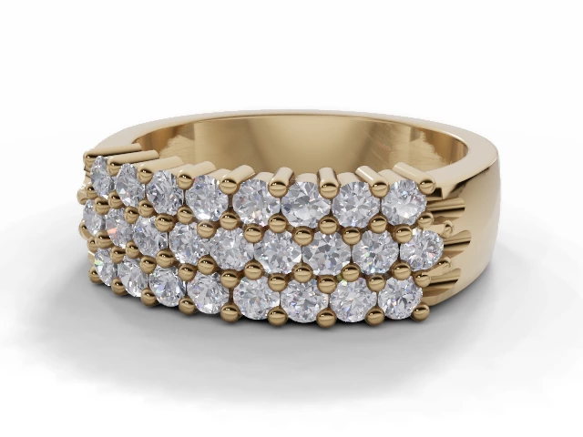 Statement Wedding Ring   Round Brilliant-Cut Diamonds 100% Recycled, Hallmarked 18ct. Yellow Gold