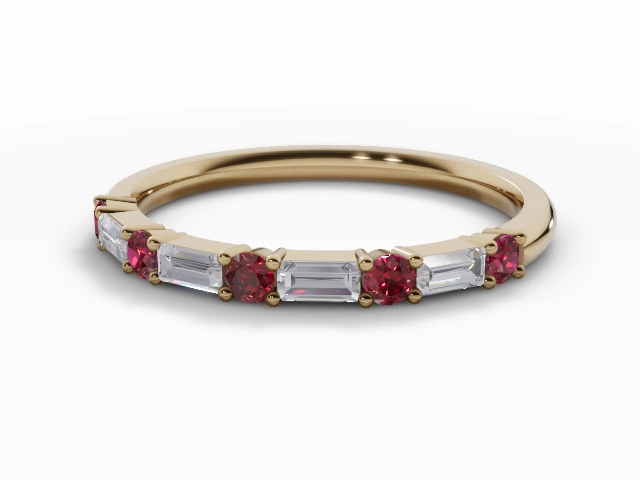 2.0mm. Wide Coloured Stone Ruby and Diamond Eternity Ring 100% Recycled, Hallmarked 18ct. Yellow Gold