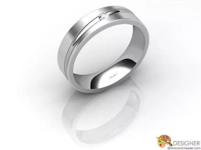 Designer Diamond Wedding Ring Choice of Widths Round Brilliant-Cut Diamond 100% Recycled, Hallmarked 18ct. White Gold