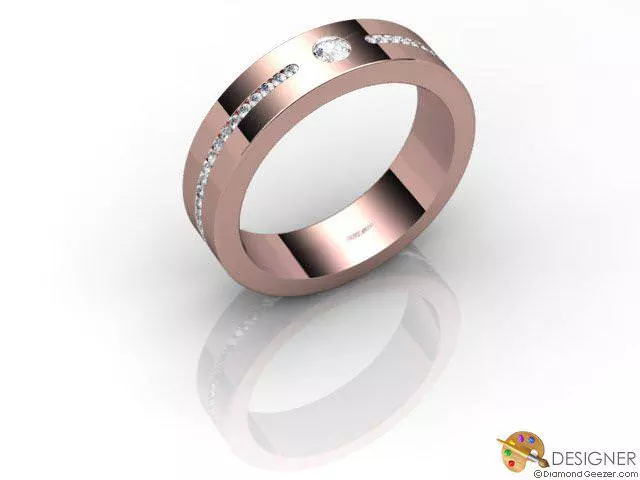 Designer Diamond Wedding Ring Choice of Widths Round Brilliant-Cut Diamond 100% Recycled, Hallmarked 18ct. Rose Gold