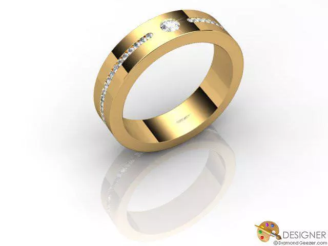 Designer Diamond Wedding Ring Choice of Widths Round Brilliant-Cut Diamond 100% Recycled, Hallmarked 18ct. Yellow Gold